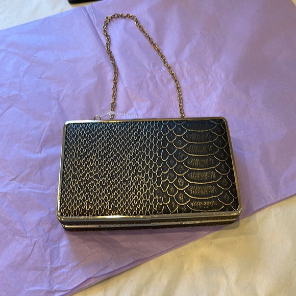 Lulu Townsend Ella Clutch, black and gold, 7x5, fits a smaller phone - Picture 1 of 5